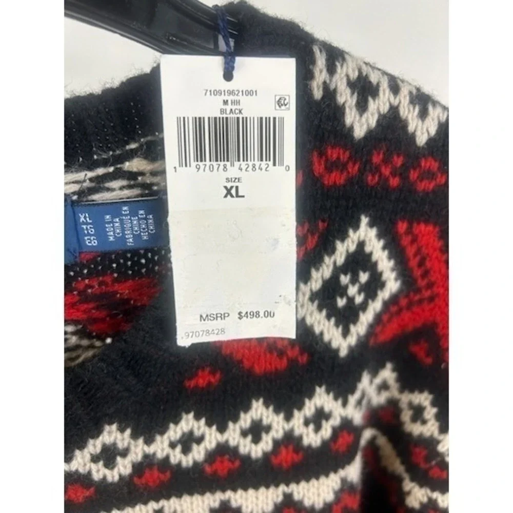 NEW Polo Ralph Lauren‎ Sweater Men's Size XL Black Red 100% Wool Polar Bear